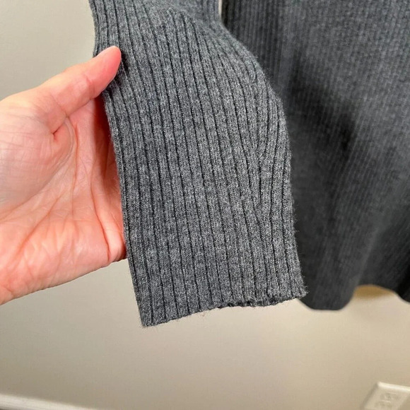 Ett:twa Anthropologie Amrita Tunic Sweater Size Small Gray Ribbed Wool Blend - Picture 6 of 10